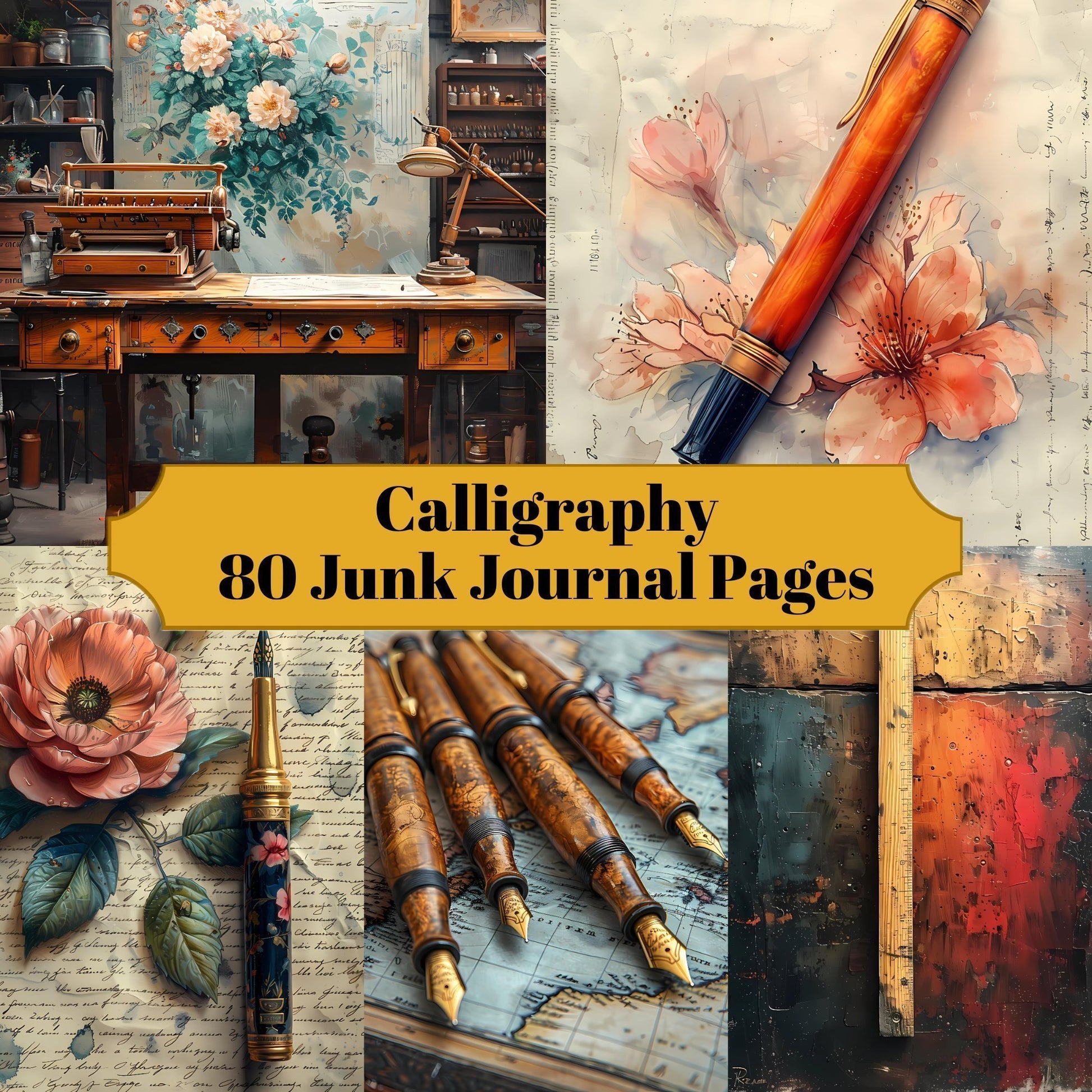 Calligraphy Junk Journal Pages - CraftNest - Digital Crafting and Art