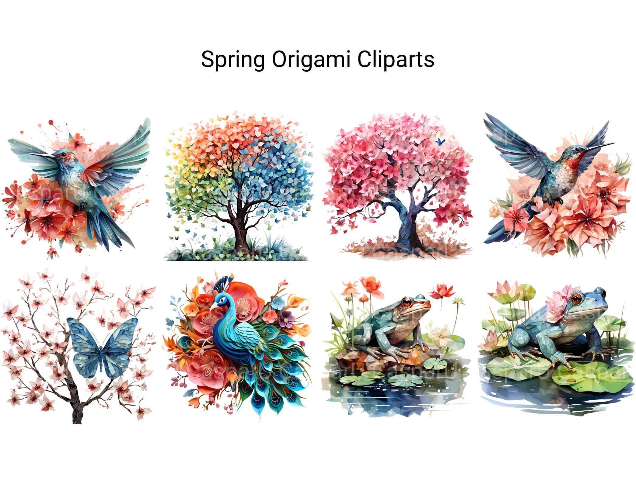 Spring Origami Clipart - CraftNest