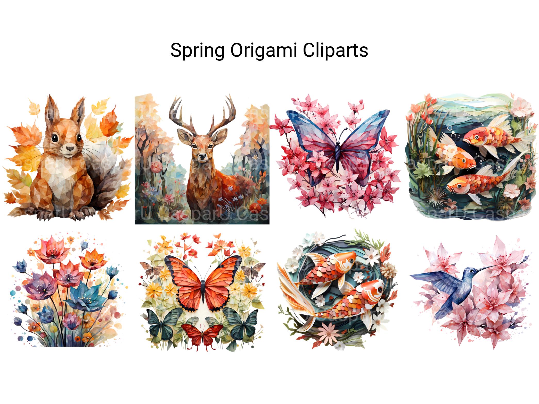 Spring Origami Clipart - CraftNest