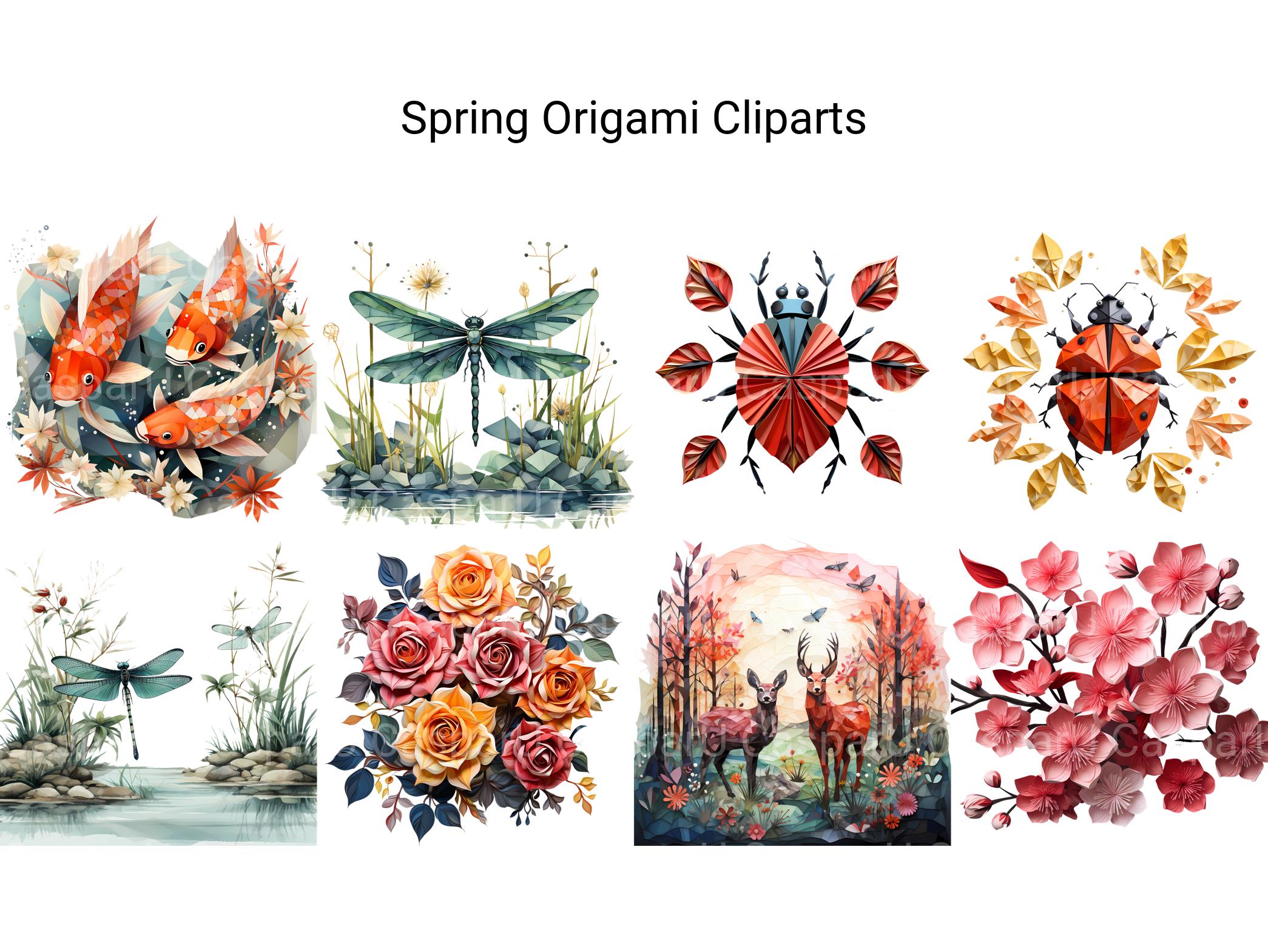 Spring Origami Clipart - CraftNest