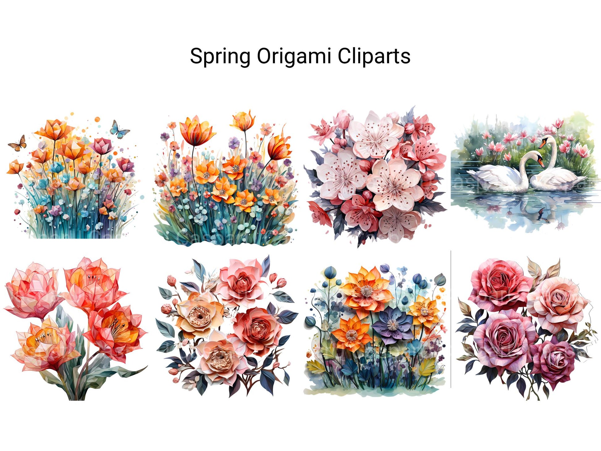 Spring Origami Clipart - CraftNest