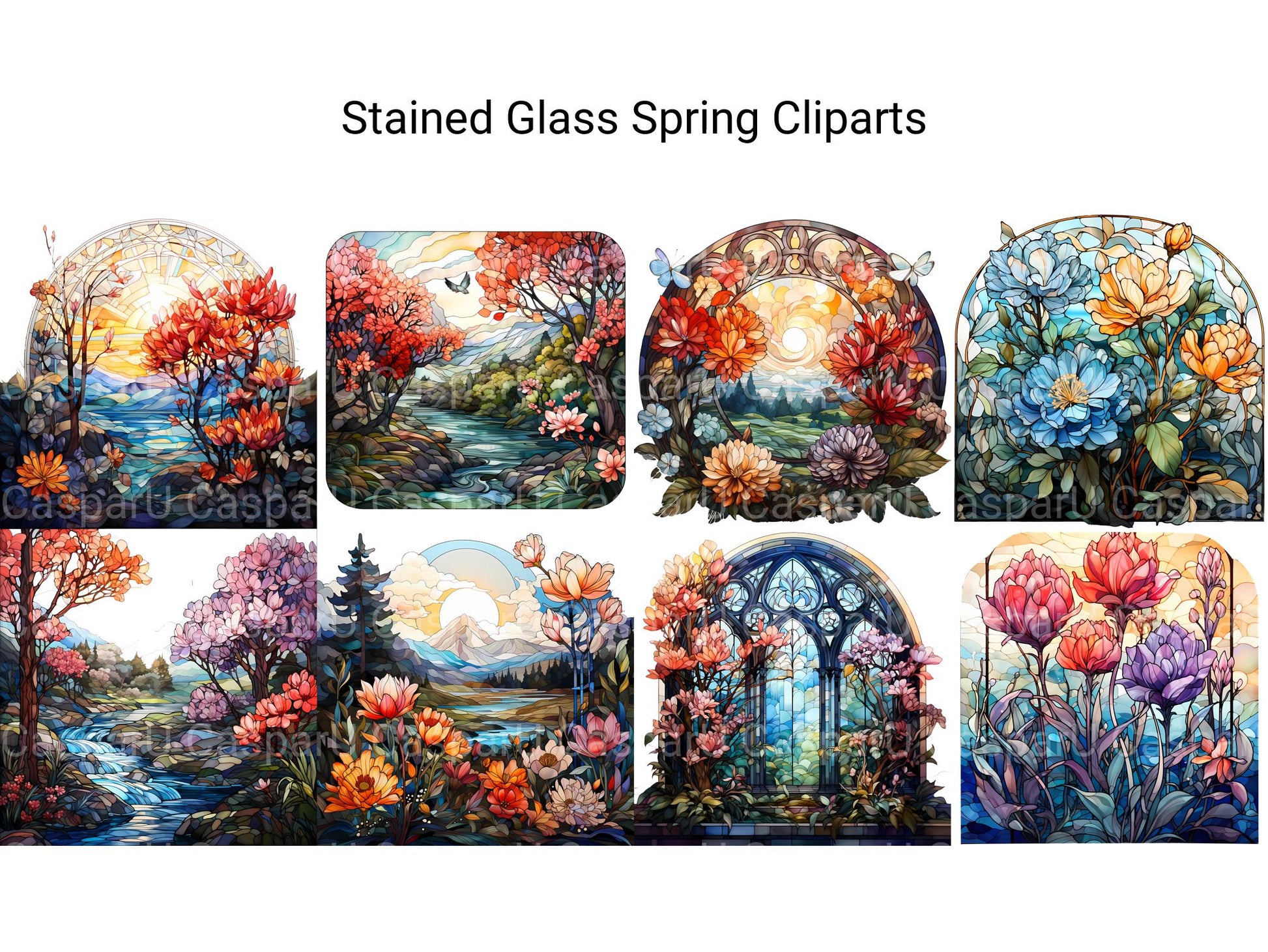 Stained Glass Spring Clipart - CraftNest