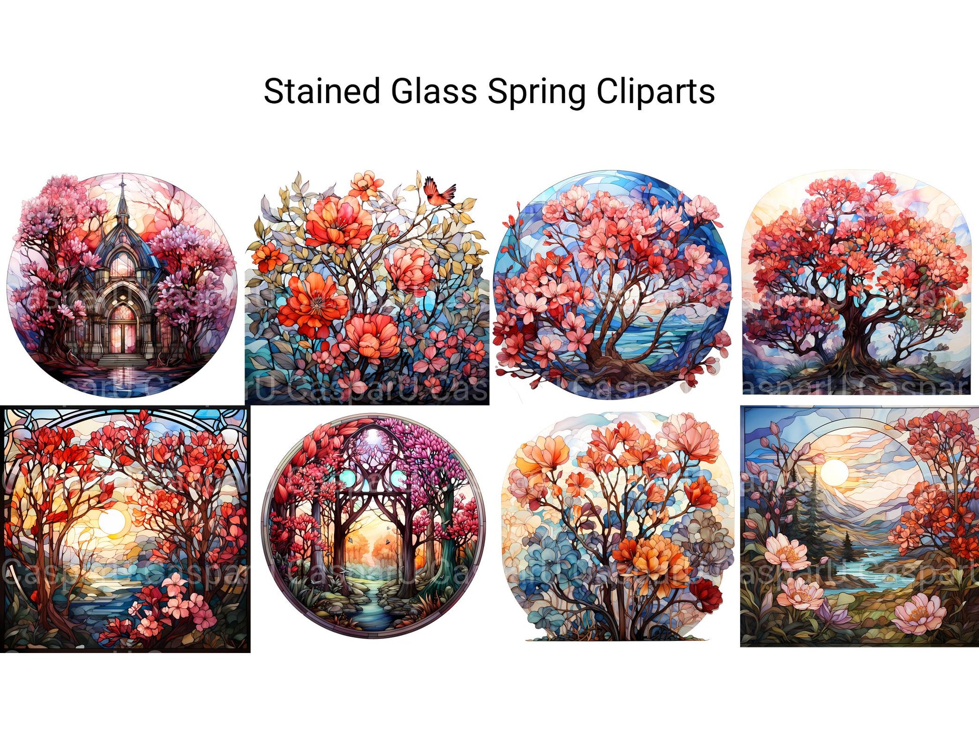 Stained Glass Spring Clipart - CraftNest