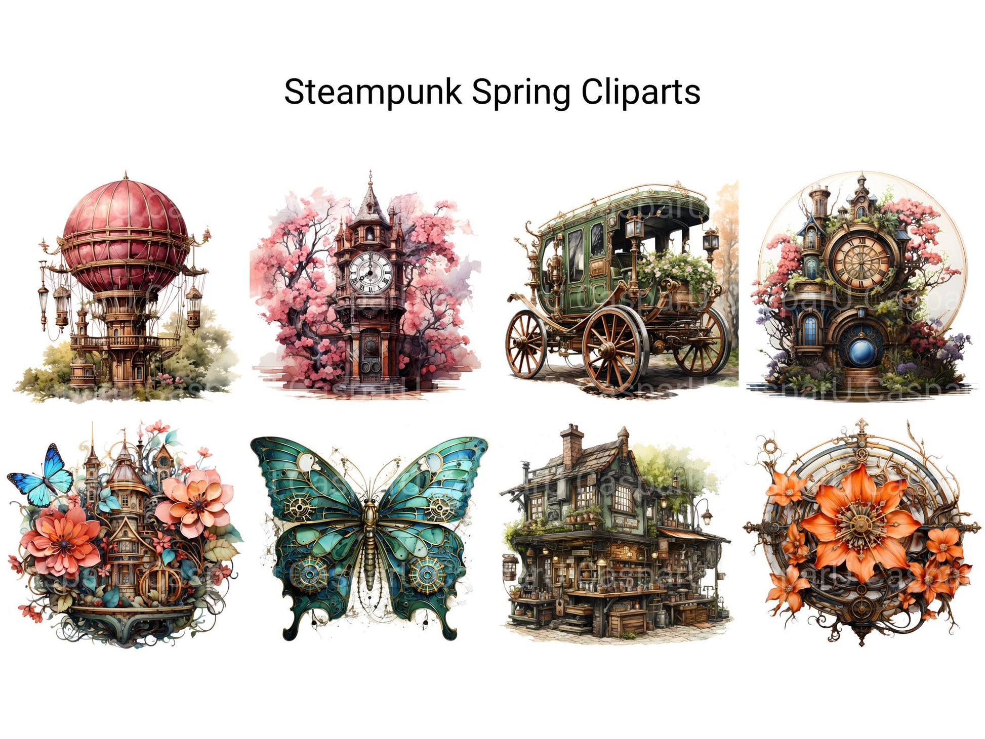 Steampunk Spring Clipart - CraftNest