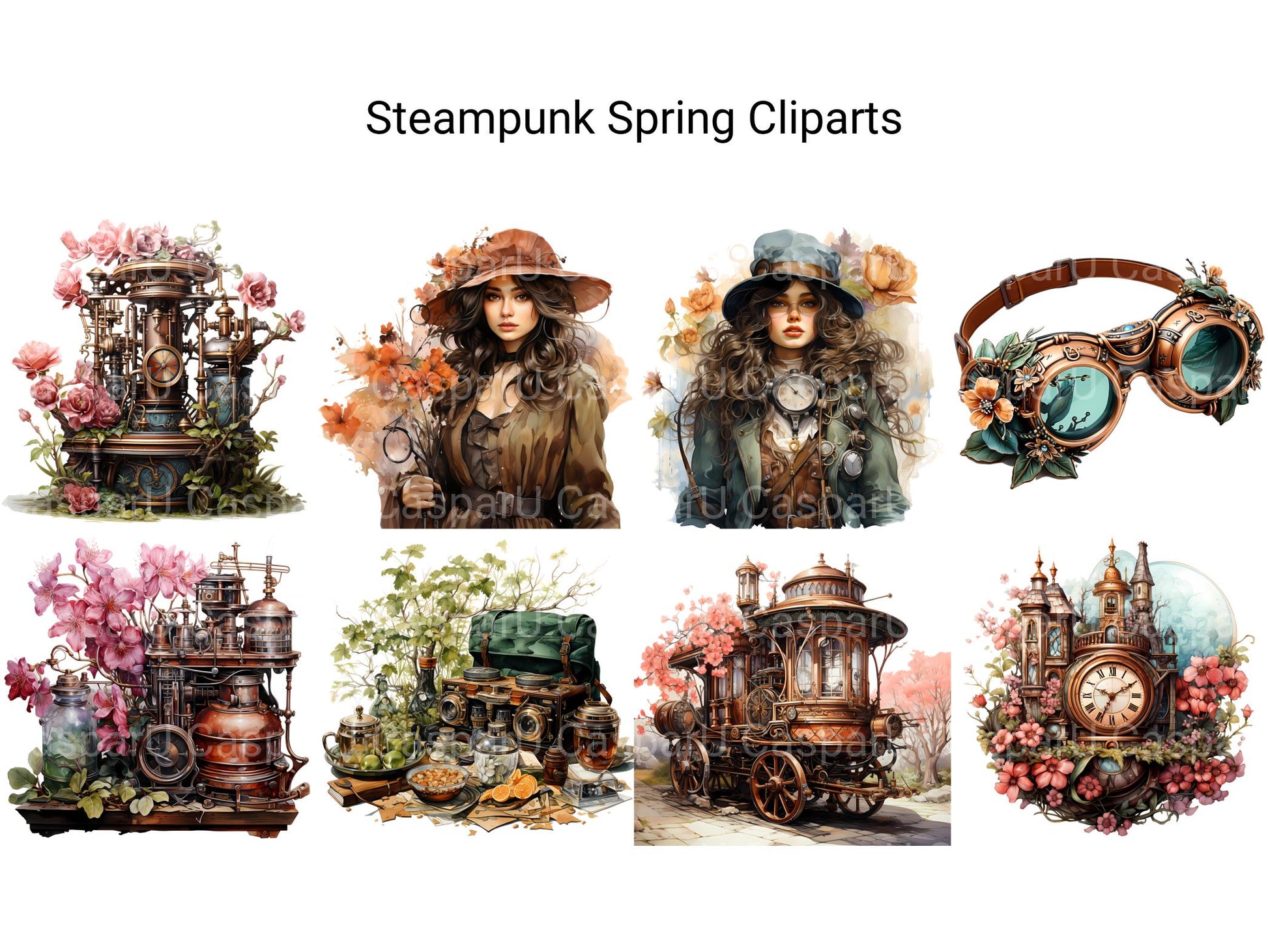 Steampunk Spring Clipart - CraftNest