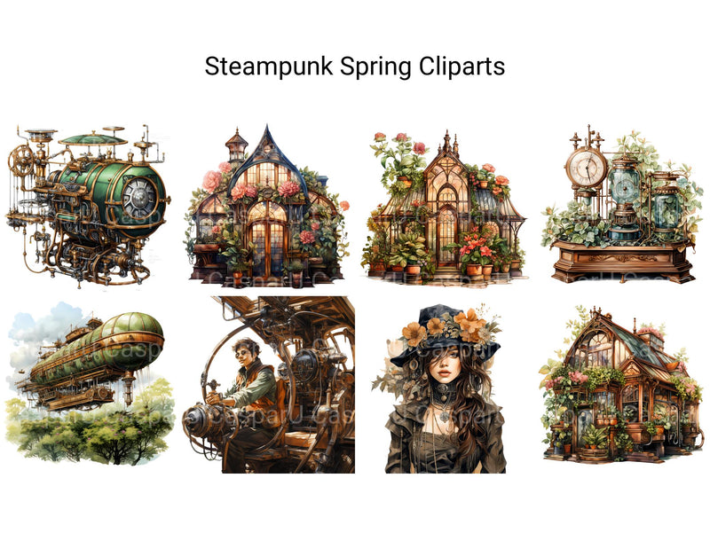 Steampunk Spring Clipart - CraftNest