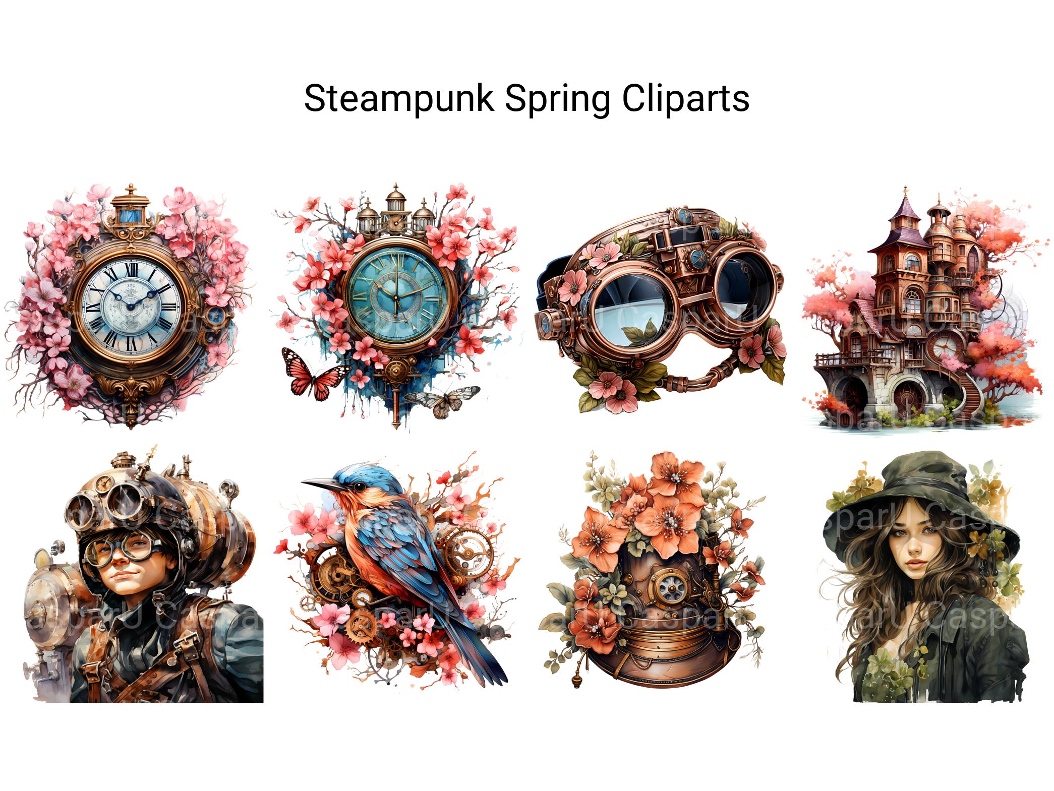 Steampunk Spring Clipart - CraftNest