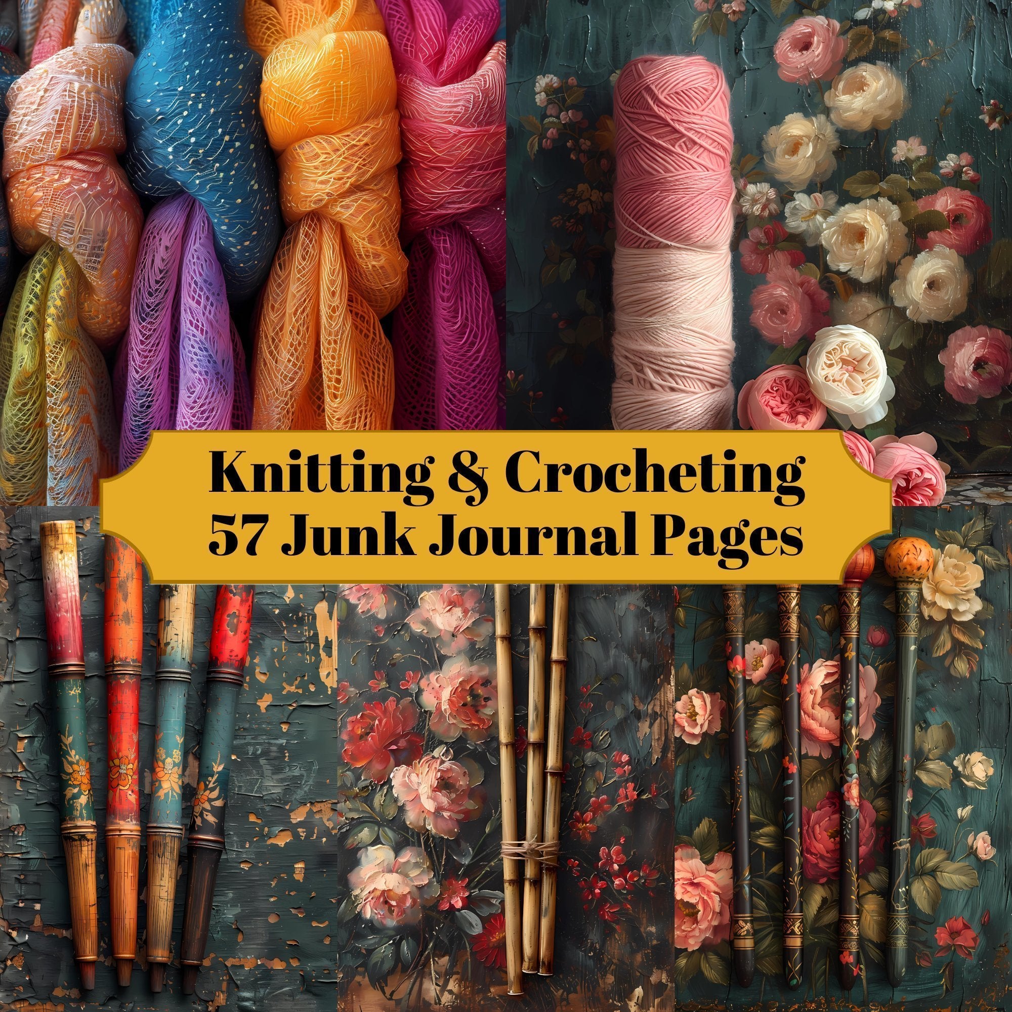 Knitting & Crocheting Junk Journal Pages