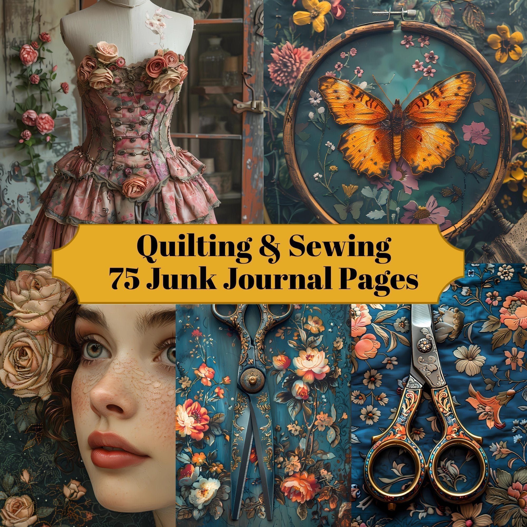 Quilting And Sewing Junk Journal Pages - CraftNest - Digital Crafting and Art