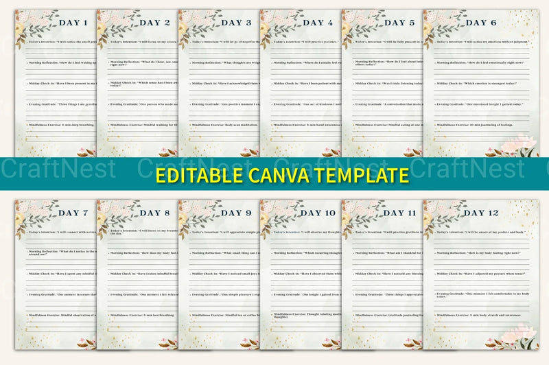 Daily Mindfulness Prompts for Enhanced Well-being - CraftNest - Digital Crafting and Art