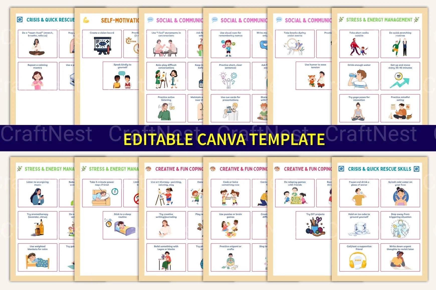 ADHD Coping Skills Cards for Effective Management - CraftNest - Digital Crafting and Art