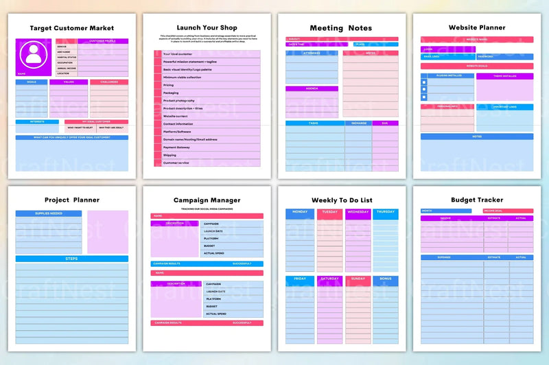 Small Business Planner for Entrepreneurs - CraftNest - Digital Crafting and Art