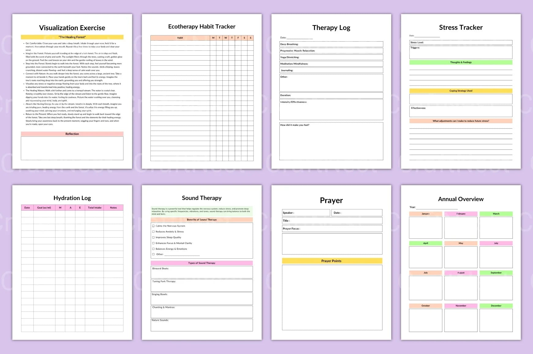 Ecotherapy Planner for Wellness and Nature Connection - CraftNest - Digital Crafting and Art