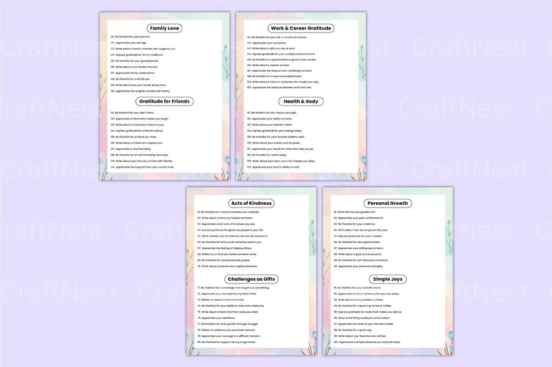 Gratitude Prompts for Daily Reflection - CraftNest - Digital Crafting and Art