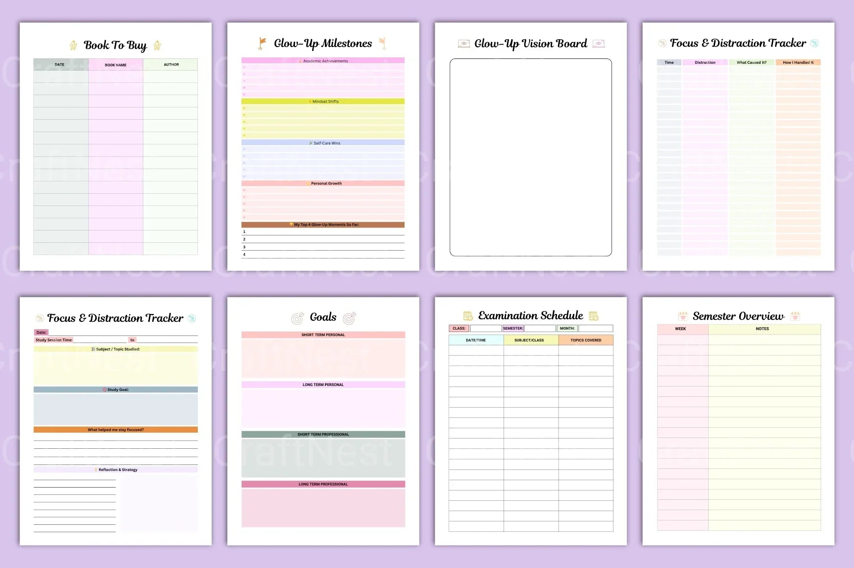 Study Glow Up Planner for Academic Success - CraftNest - Digital Crafting and Art