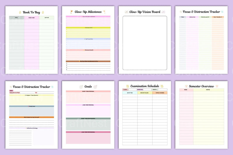 Study Glow Up Planner for Academic Success - CraftNest - Digital Crafting and Art