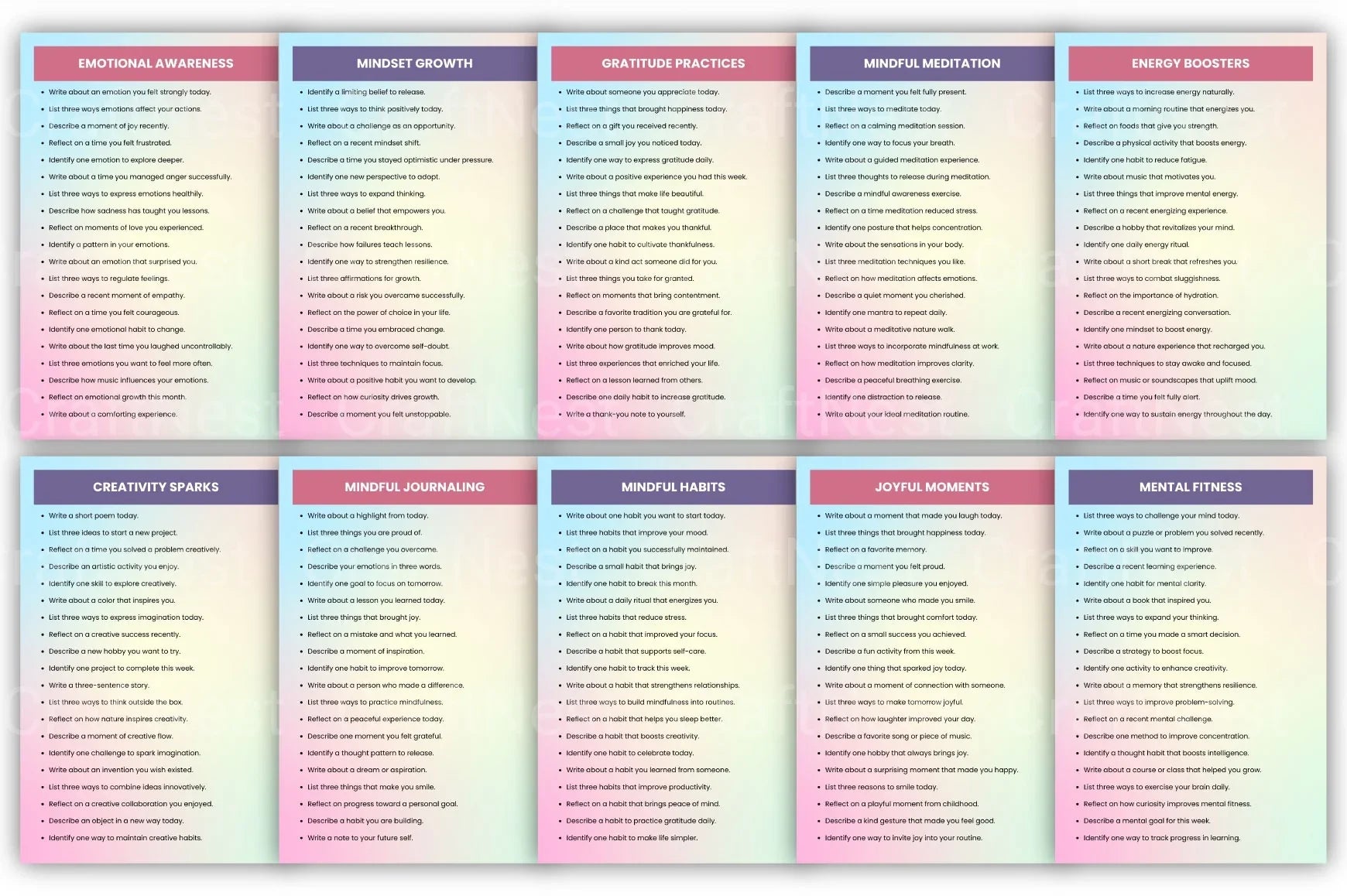 Mental Glow Prompts for Mindfulness and Well-being - CraftNest - Digital Crafting and Art