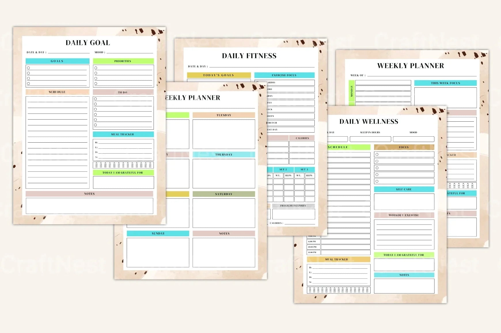 Yearly, Weekly & Monthly Planner 2024 - CraftNest - Digital Crafting and Art