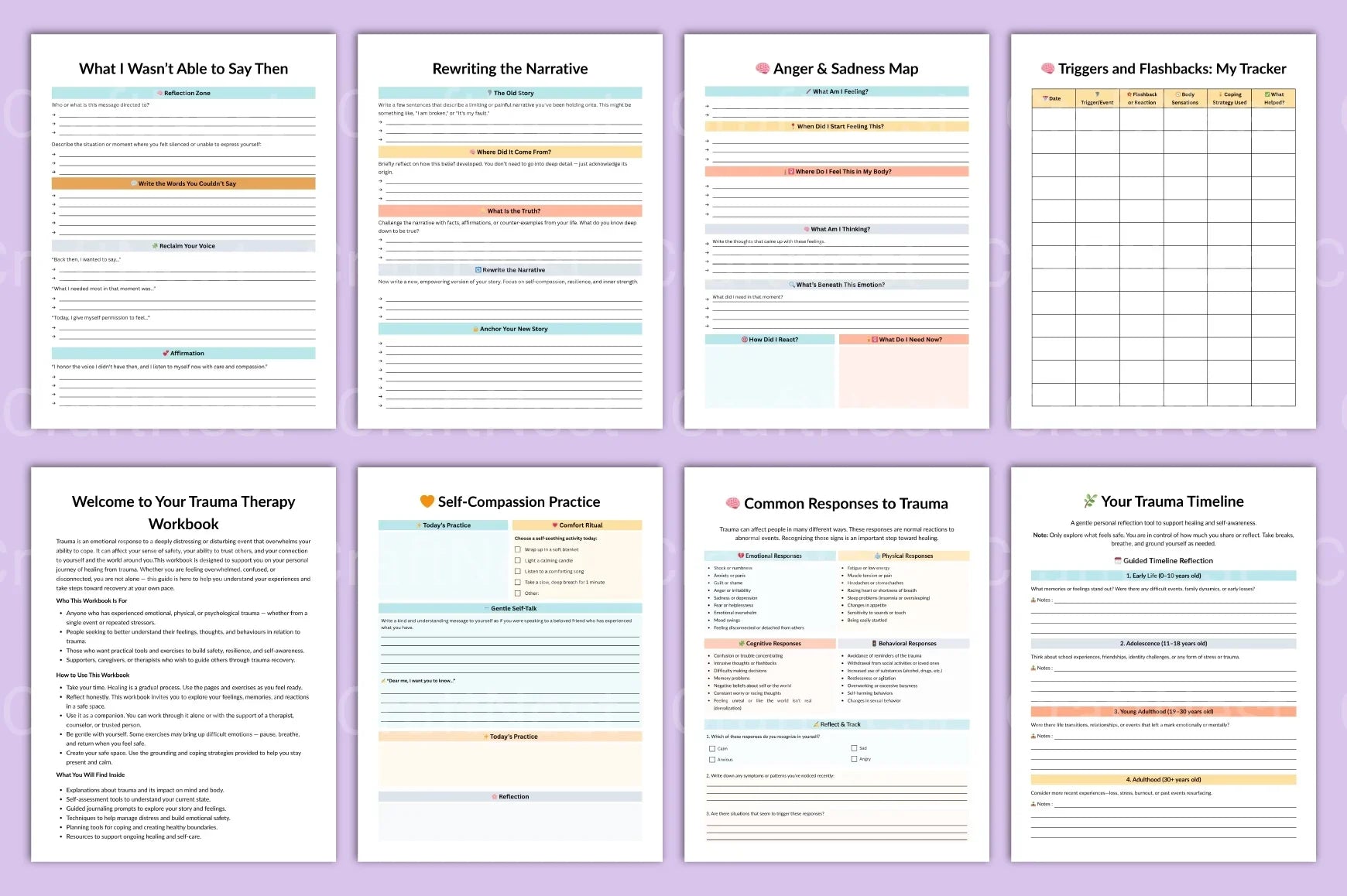Trauma Therapy Workbook: Healing and Recovery Guide - CraftNest - Digital Crafting and Art
