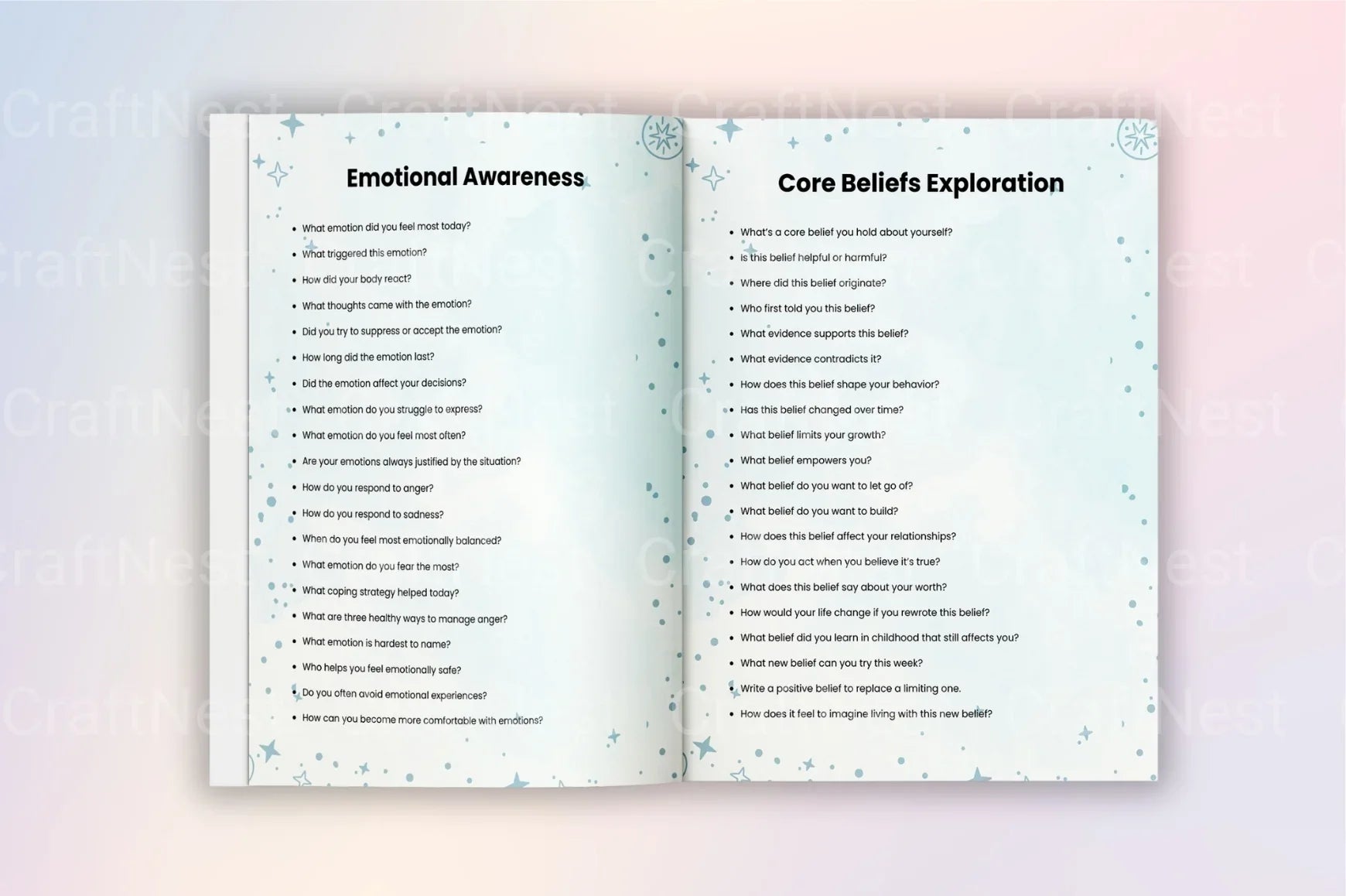 Cognitive Behavioral Prompts Workbook for Personal Growth - CraftNest - Digital Crafting and Art