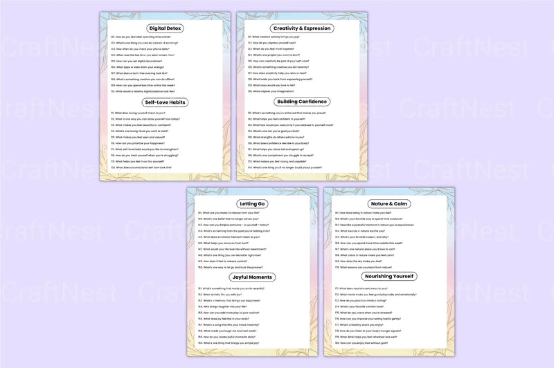 Self Care Prompts for Personal Wellbeing - CraftNest - Digital Crafting and Art