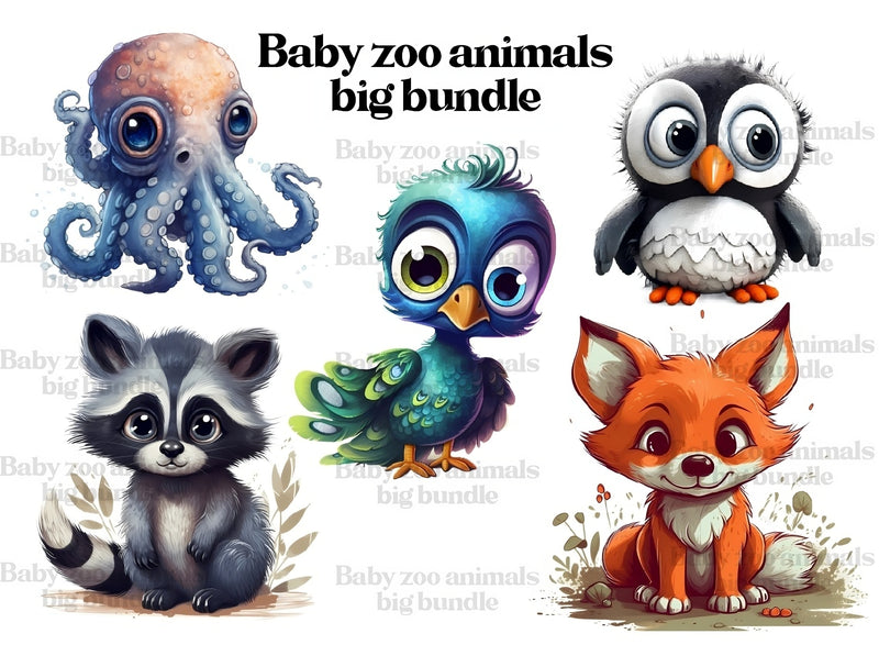 Baby Animals Zoo Clipart - CraftNest