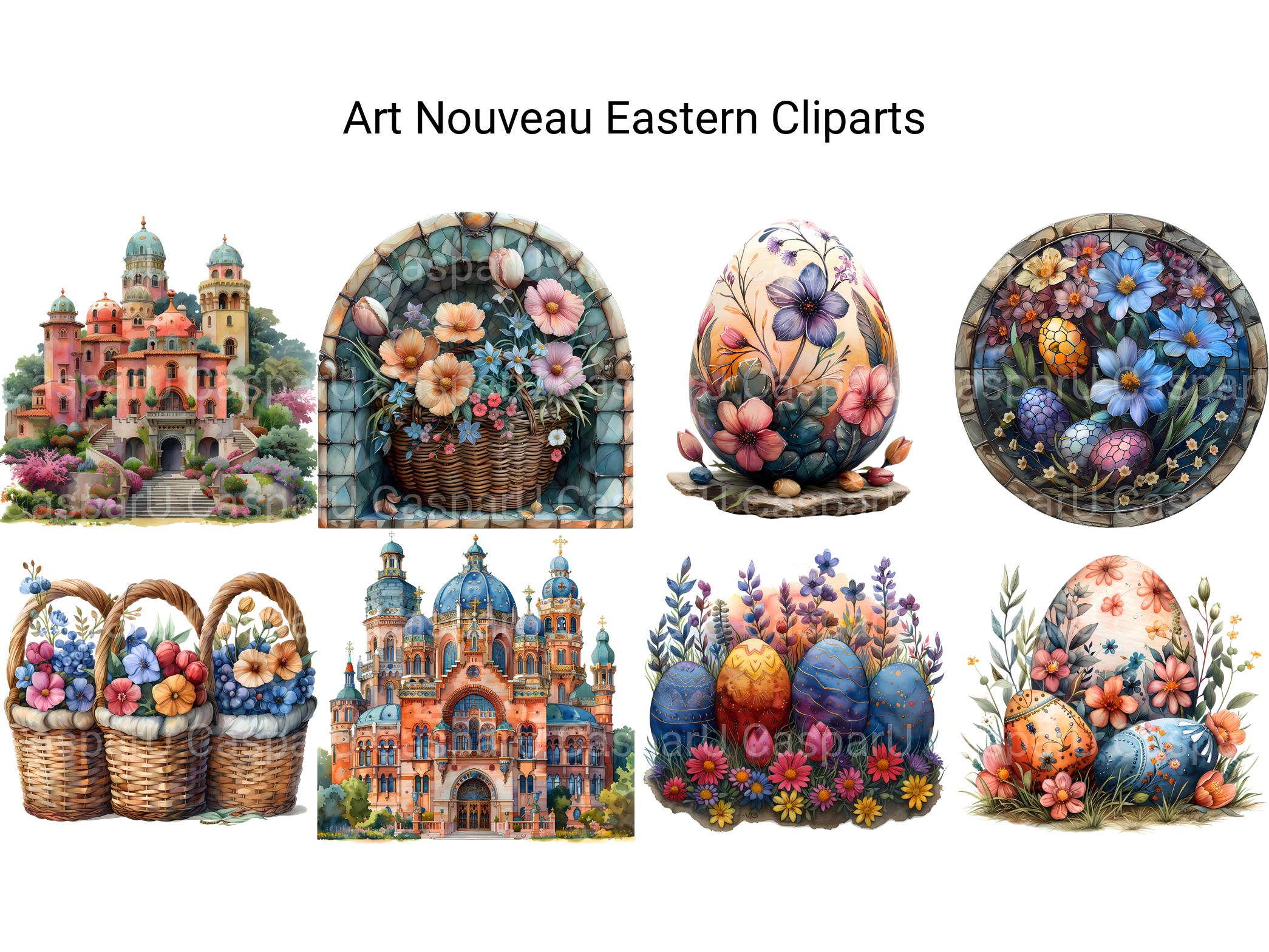 Art Nouveau Eastern Clipart - CraftNest