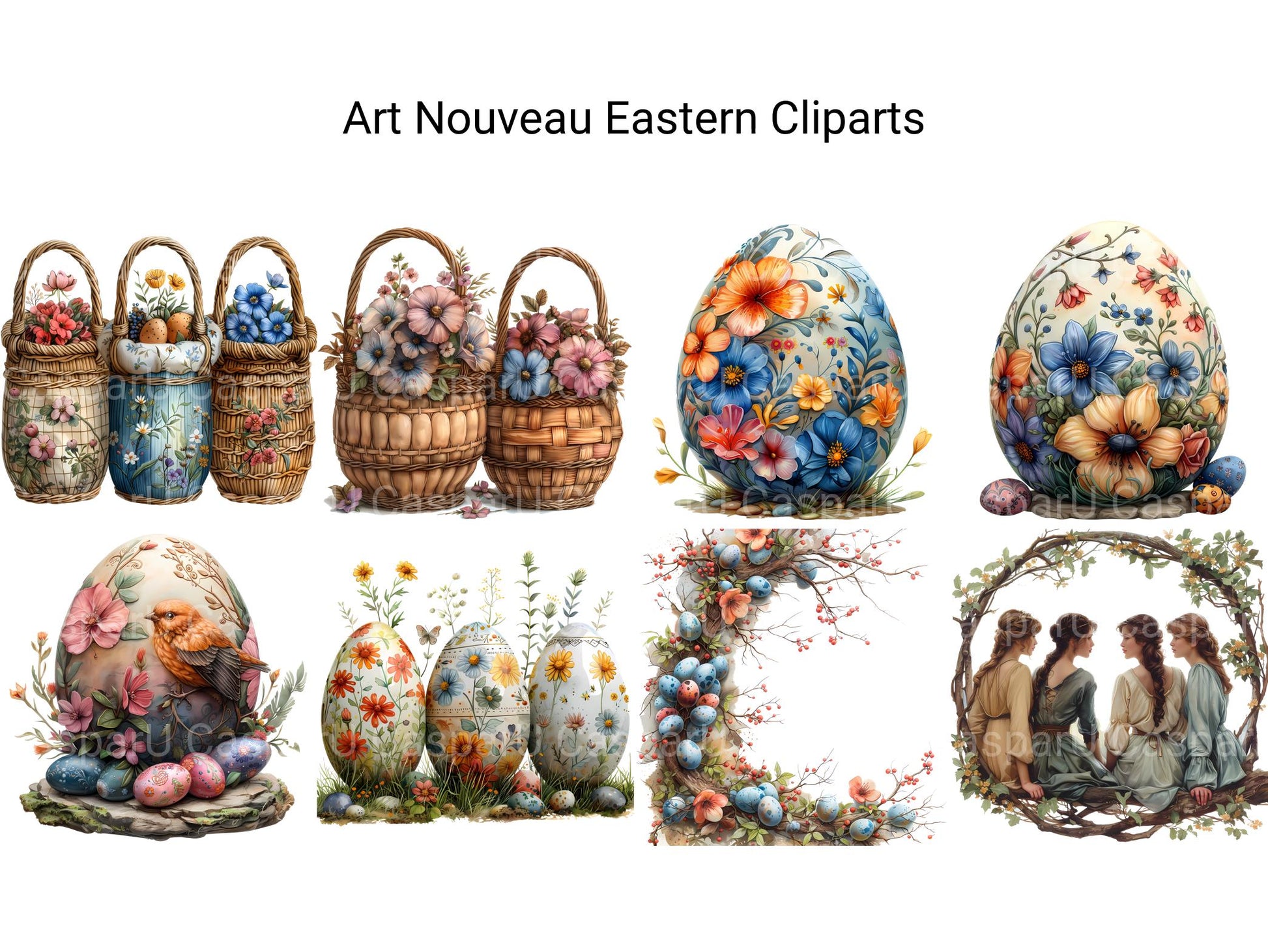 Art Nouveau Eastern Clipart - CraftNest