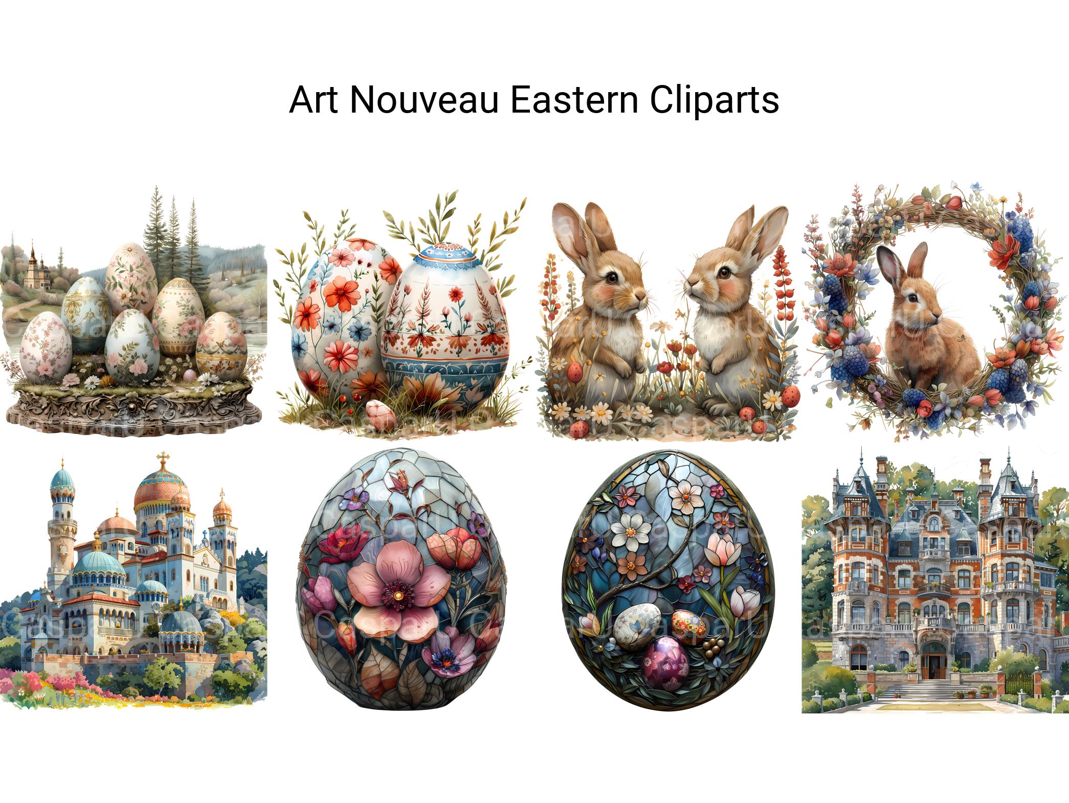 Art Nouveau Eastern Clipart - CraftNest