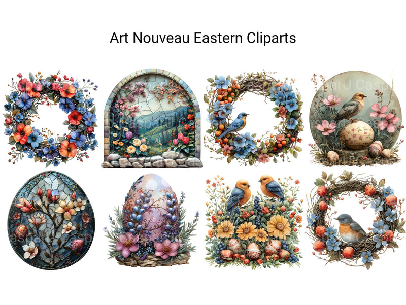 Art Nouveau Eastern Clipart - CraftNest