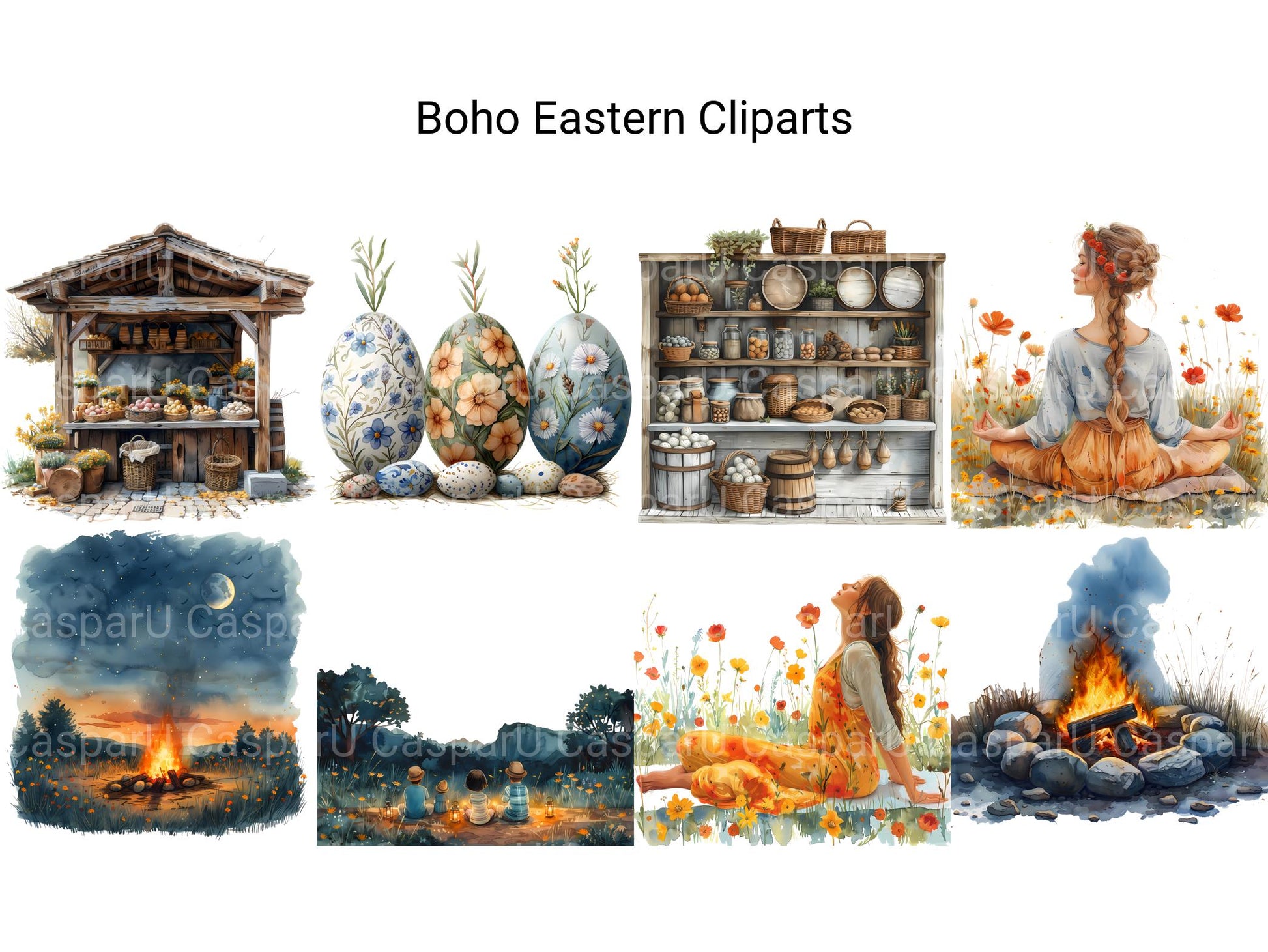 Boho Eastern Clipart - CraftNest