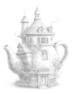 Teapot Fairy House Coloring Book - CraftNest - Digital Crafting and Art
