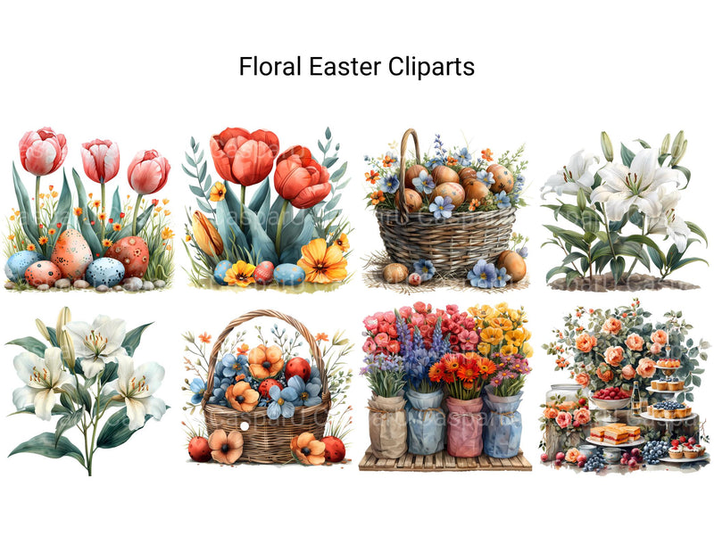 Floral Easter Clipart - CraftNest