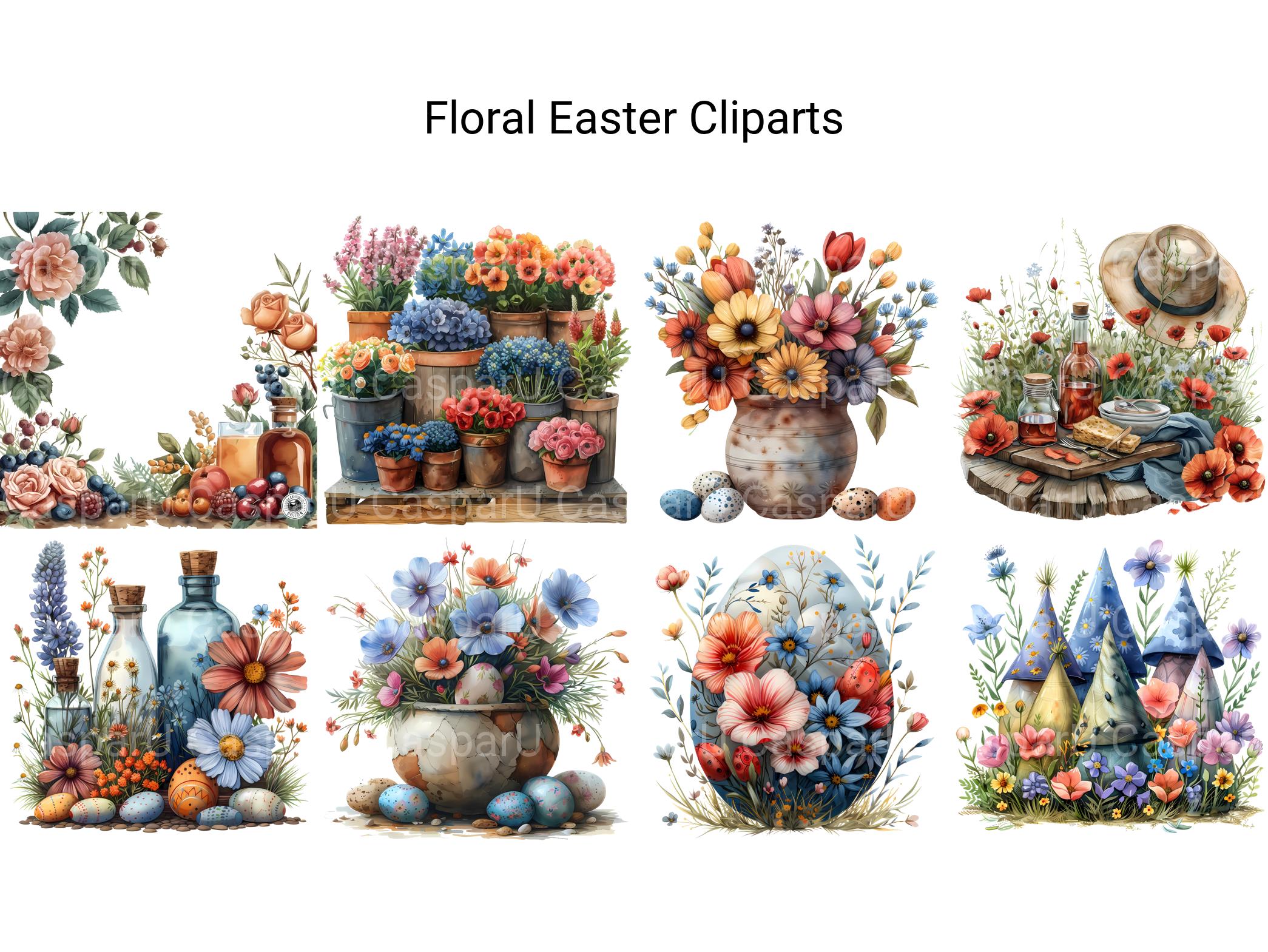 Floral Easter Clipart - CraftNest