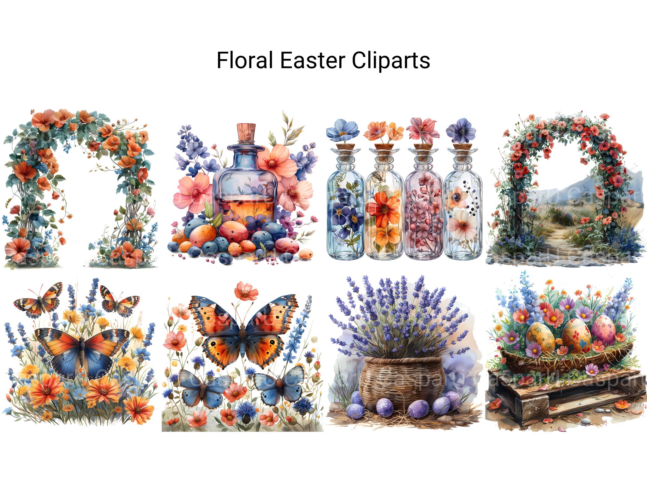 Floral Easter Clipart - CraftNest