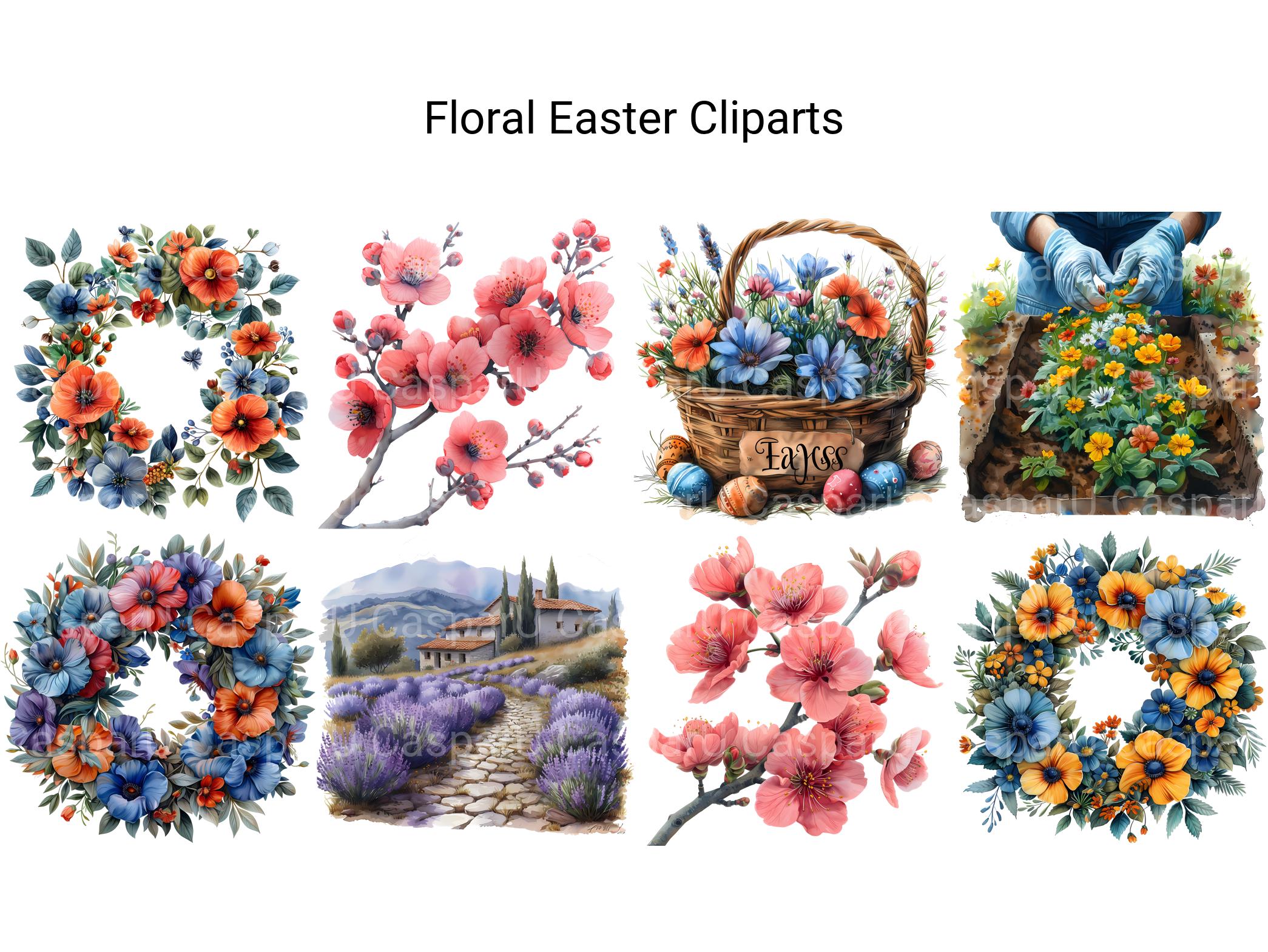 Floral Easter Clipart - CraftNest