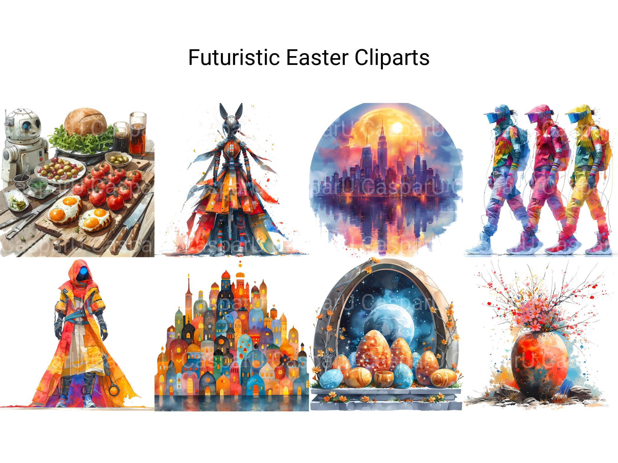 Futuristic Easter Clipart - CraftNest