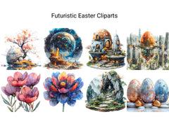 Futuristic Easter Clipart - CraftNest