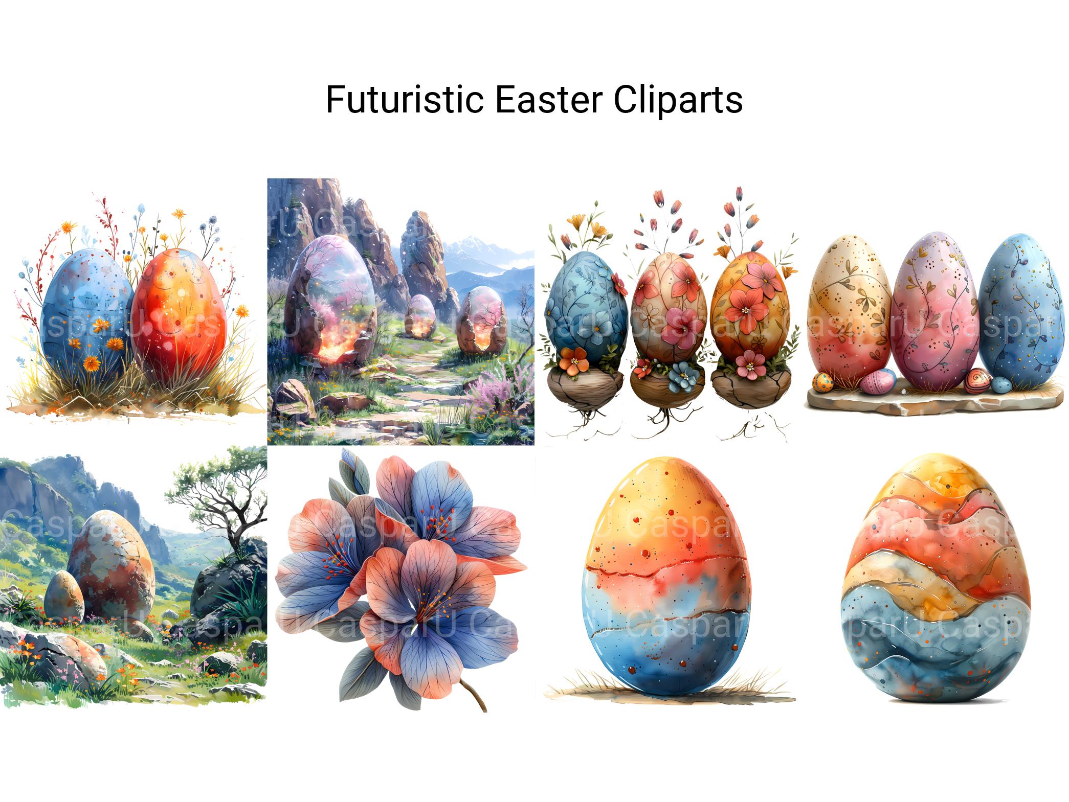 Futuristic Easter Clipart - CraftNest