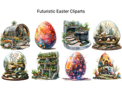 Futuristic Easter Clipart - CraftNest