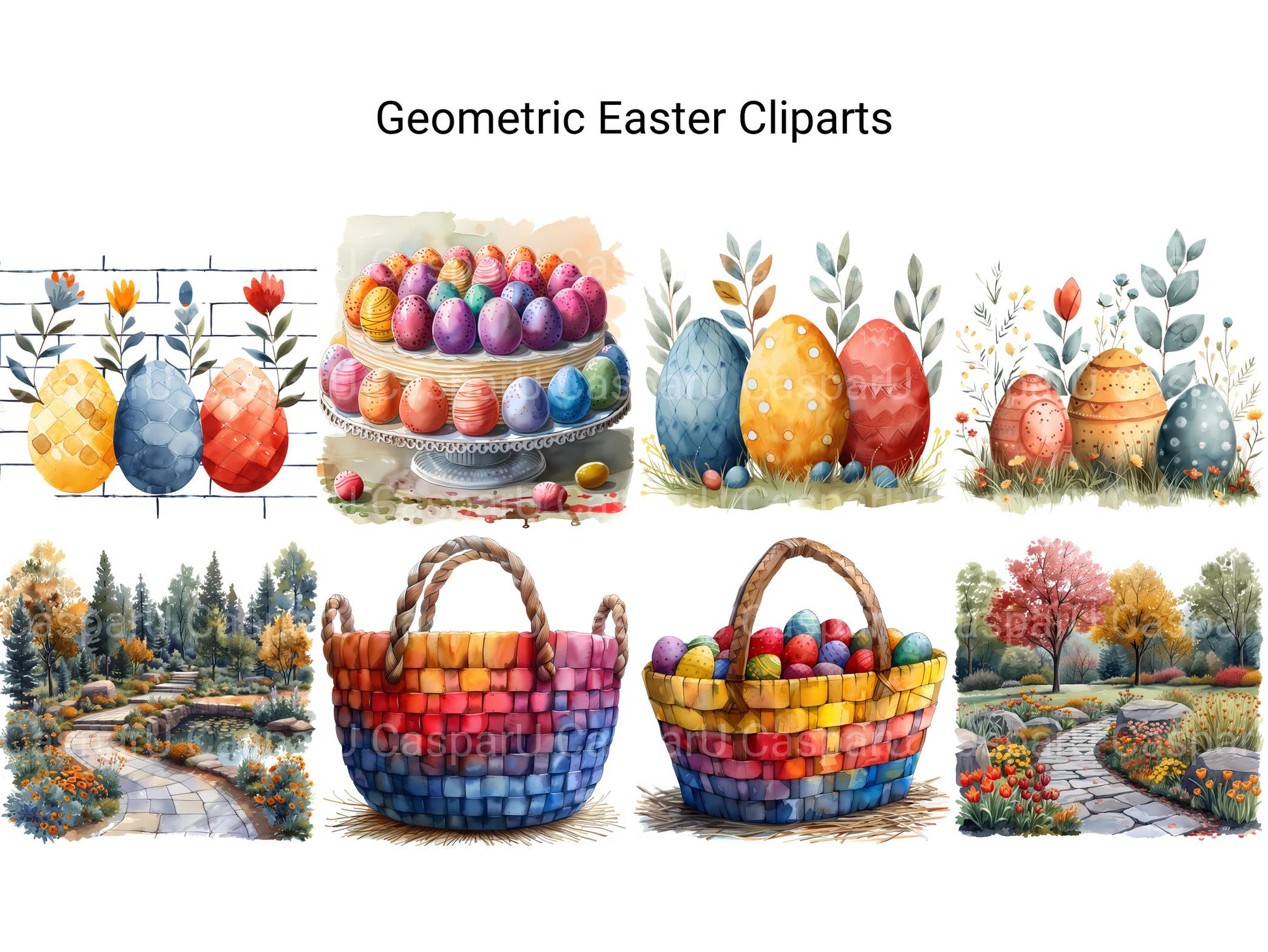 Geometric Easter Clipart - CraftNest