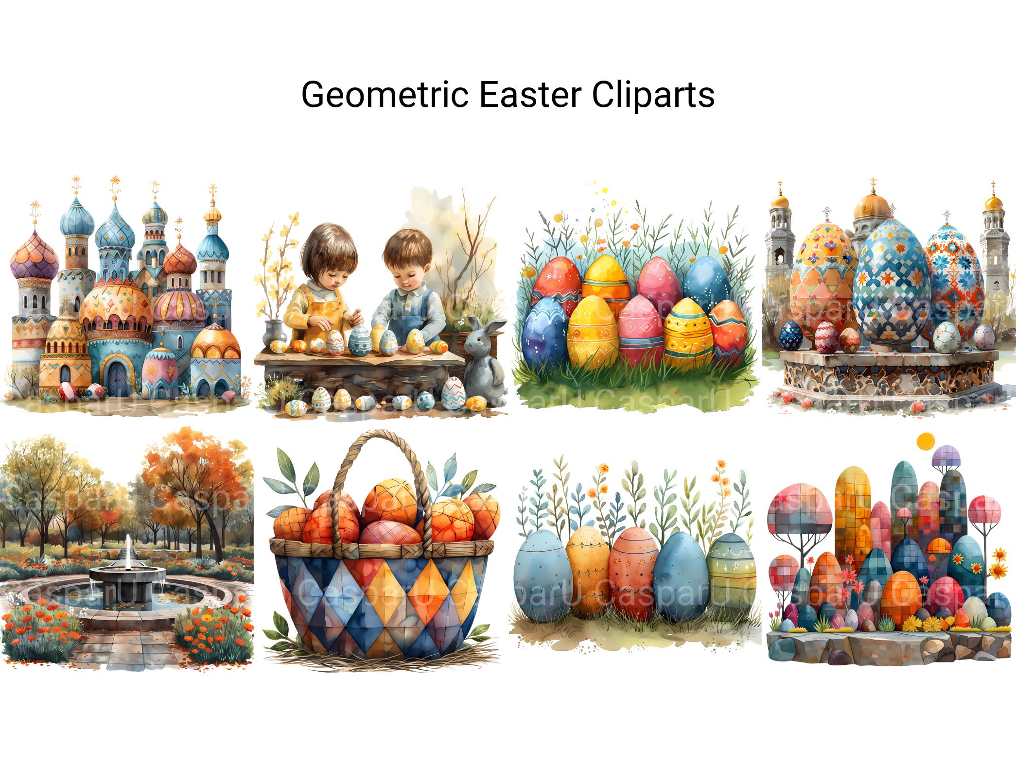 Geometric Easter Clipart - CraftNest