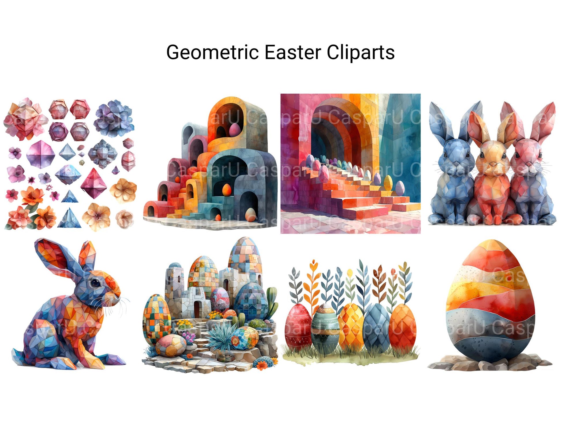 Geometric Easter Clipart - CraftNest