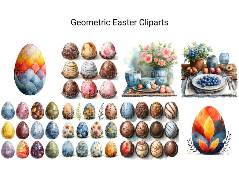 Geometric Easter Clipart - CraftNest