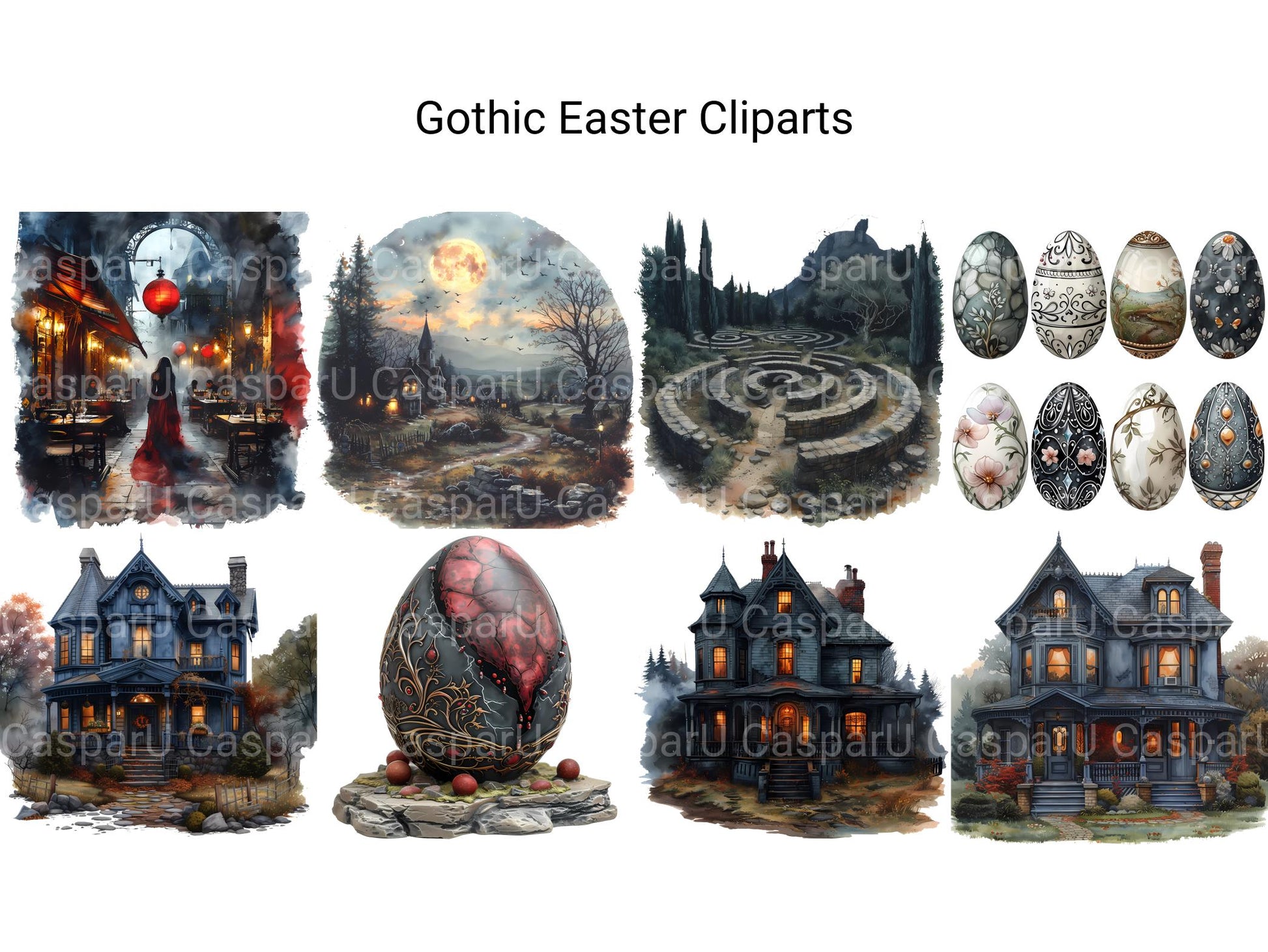 Gothic Easter Clipart - CraftNest