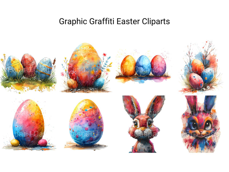 Graphic Graffiti Easter Clipart - CraftNest