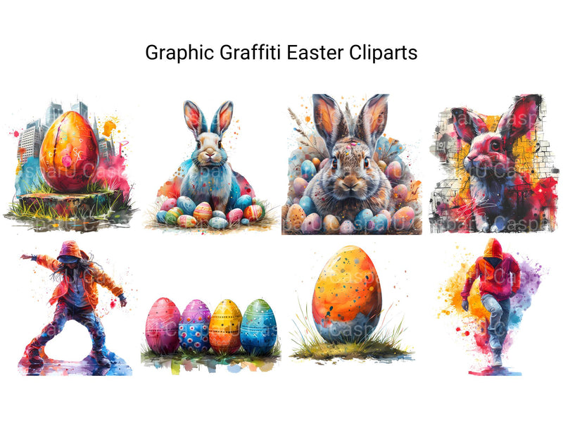 Graphic Graffiti Easter Clipart - CraftNest