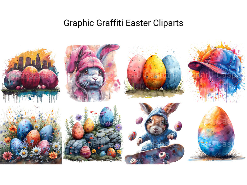 Graphic Graffiti Easter Clipart - CraftNest