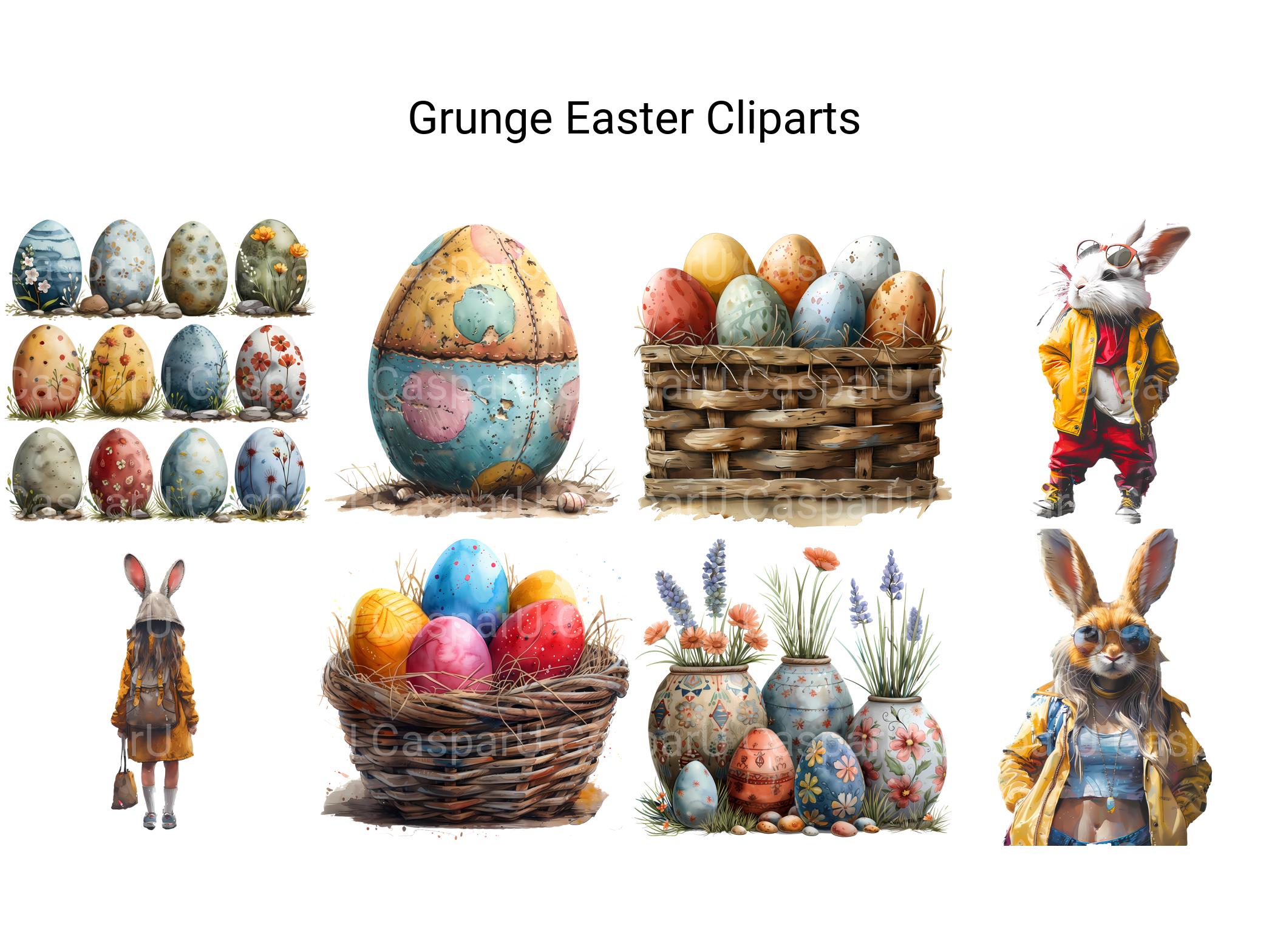 Grunge Easter Clipart - CraftNest