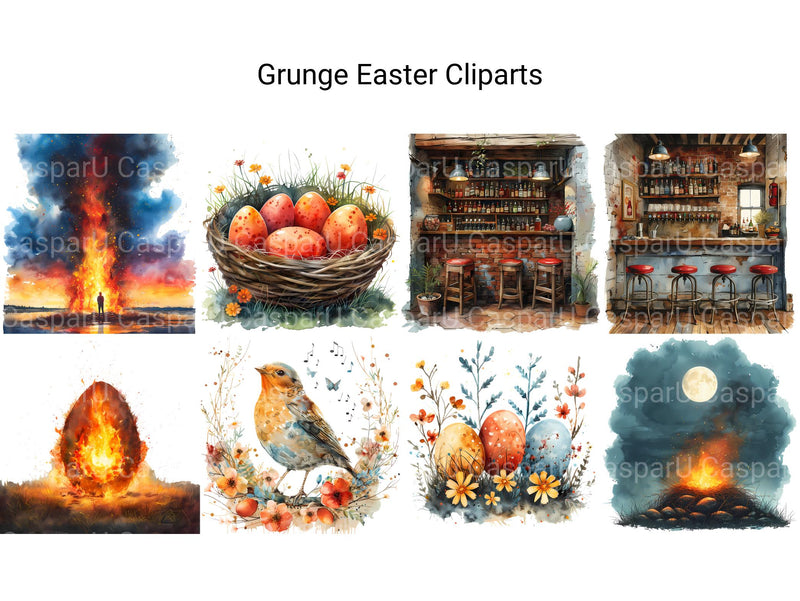 Grunge Easter Clipart - CraftNest